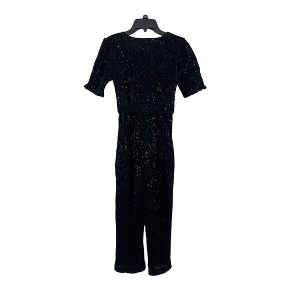 Chelsea & Violet Big Girls Size M Short Puff Sleeve Sequin Embellished Jumpsuit - Picture 3 of 4